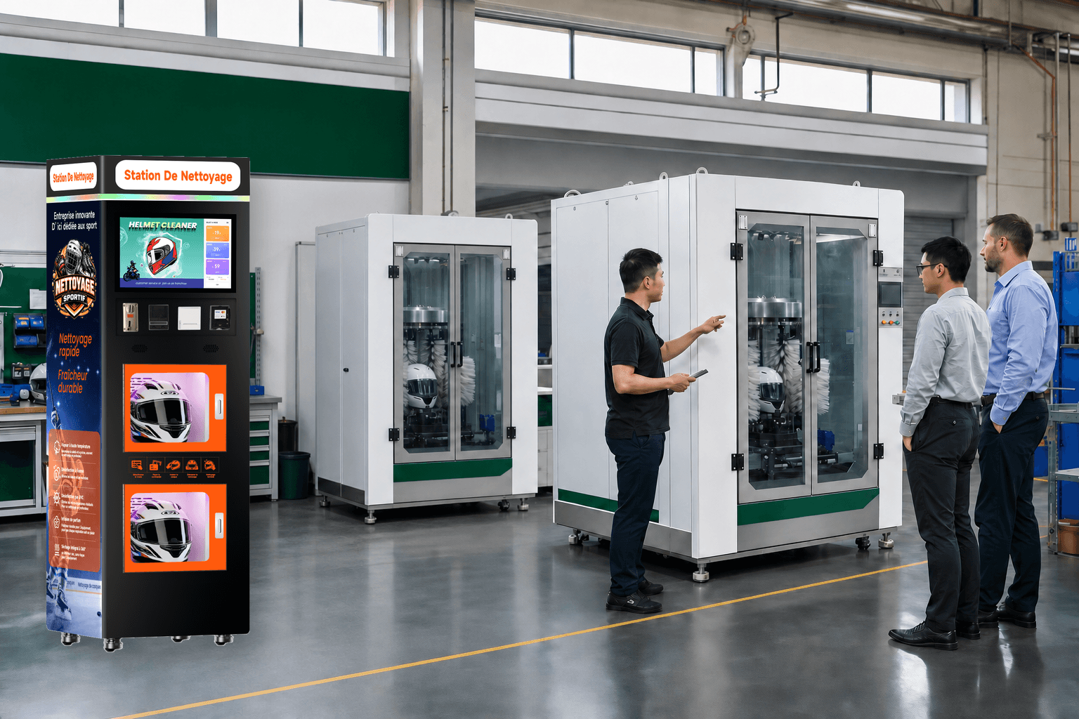 Socios OEM: aplicación de máquina para limpiar cascos
